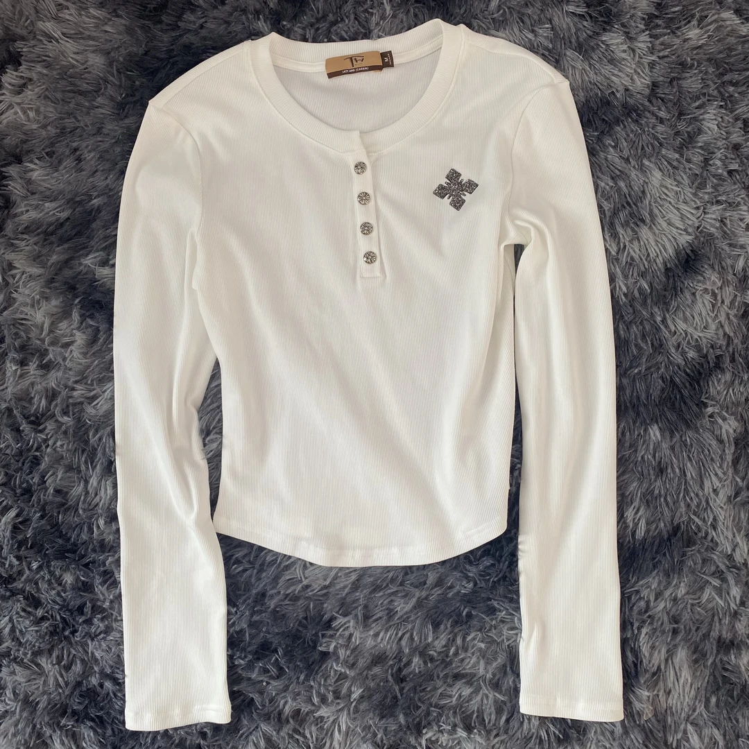 夏季长袖半开领耐磨针织杂志风T恤女士蝴蝶结休闲