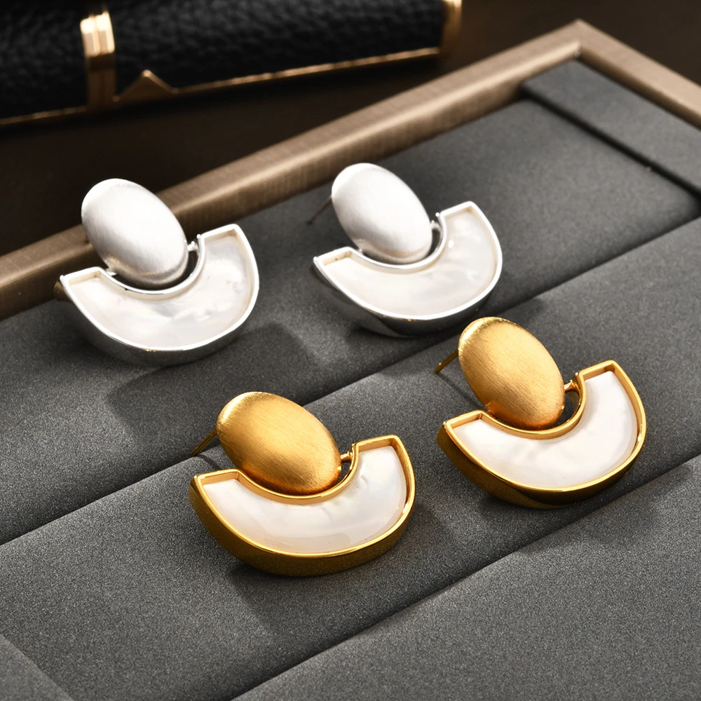 铜合金耳饰 鼎溢轻奢高级感波西米亚风金银拉丝耳钉法式复古yh