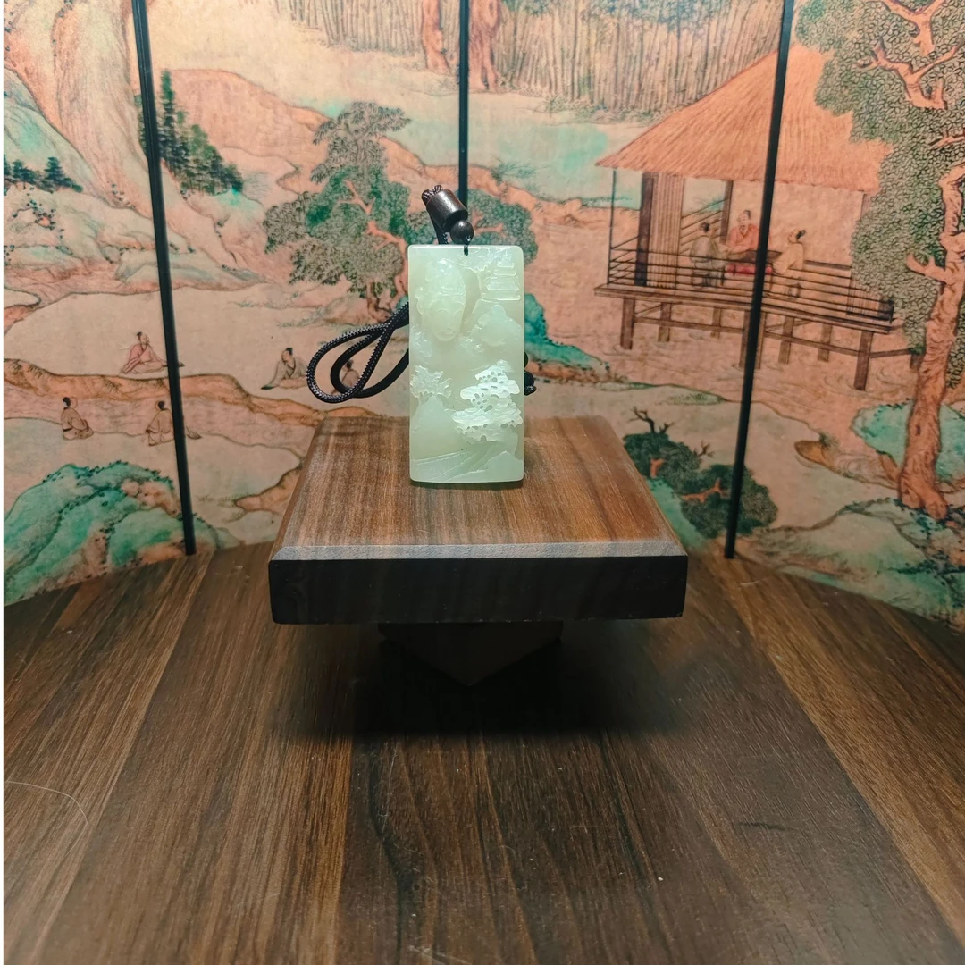 C和田玉黄口山水吊坠0812