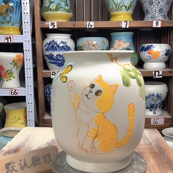 陶冬瓜高27招财猫陶瓷