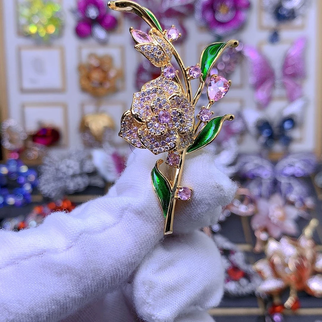 合成立方氧化锆铜胸针胸花