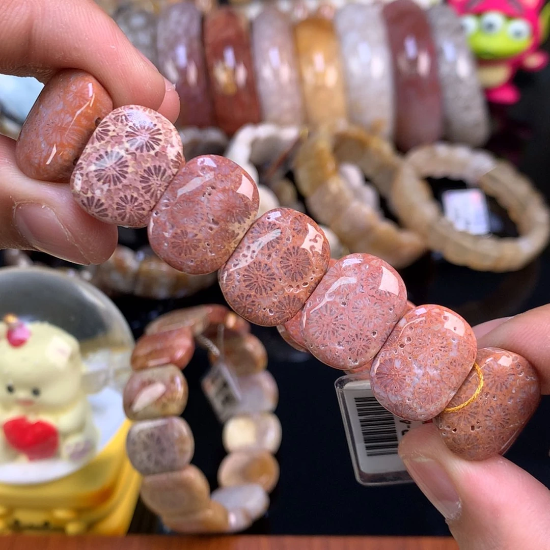 【闪购商品】颈饰未镶嵌硅化珊瑚（珊瑚玉）37号红彩骨骼雏菊
