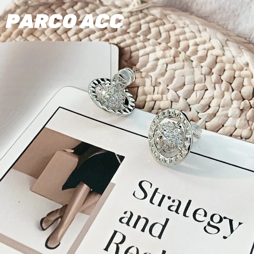 铜合金合成锆石耳饰 G109  满锆立体星球耳钉