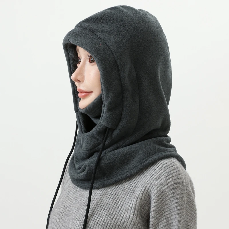 点砚骑行加绒保暖一体帽子女秋冬季男款套头帽电动车防风面罩