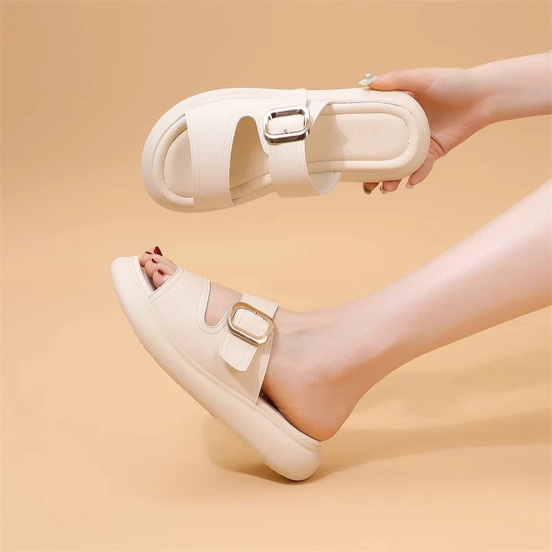 2025法式仙女风一字凉拖女夏外穿2025新款绝美配裙软底孕妇拖鞋