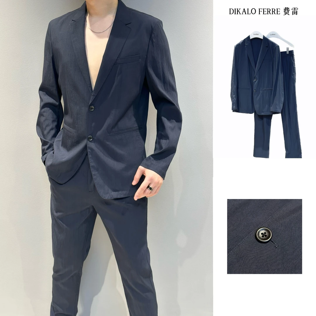 981A/B 迪卡里奥·费雷春夏新款男士高定皱感纤维休闲西服套装