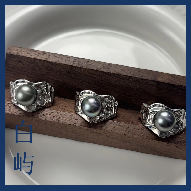[渊吻]R19海水大溪地珍珠 S925银戒指8-9mm(多样性发一)