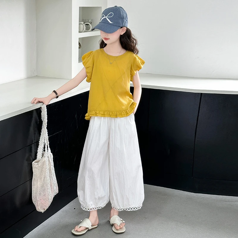 女童夏装套装显白洋气2025新款中大童时髦女孩两件套夏季韩版宽松