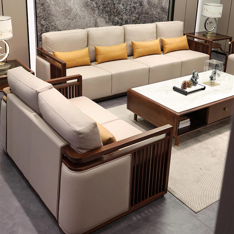 新中式实木沙发组合黑胡桃木沙发大户型现代简约轻奢家用客厅新款