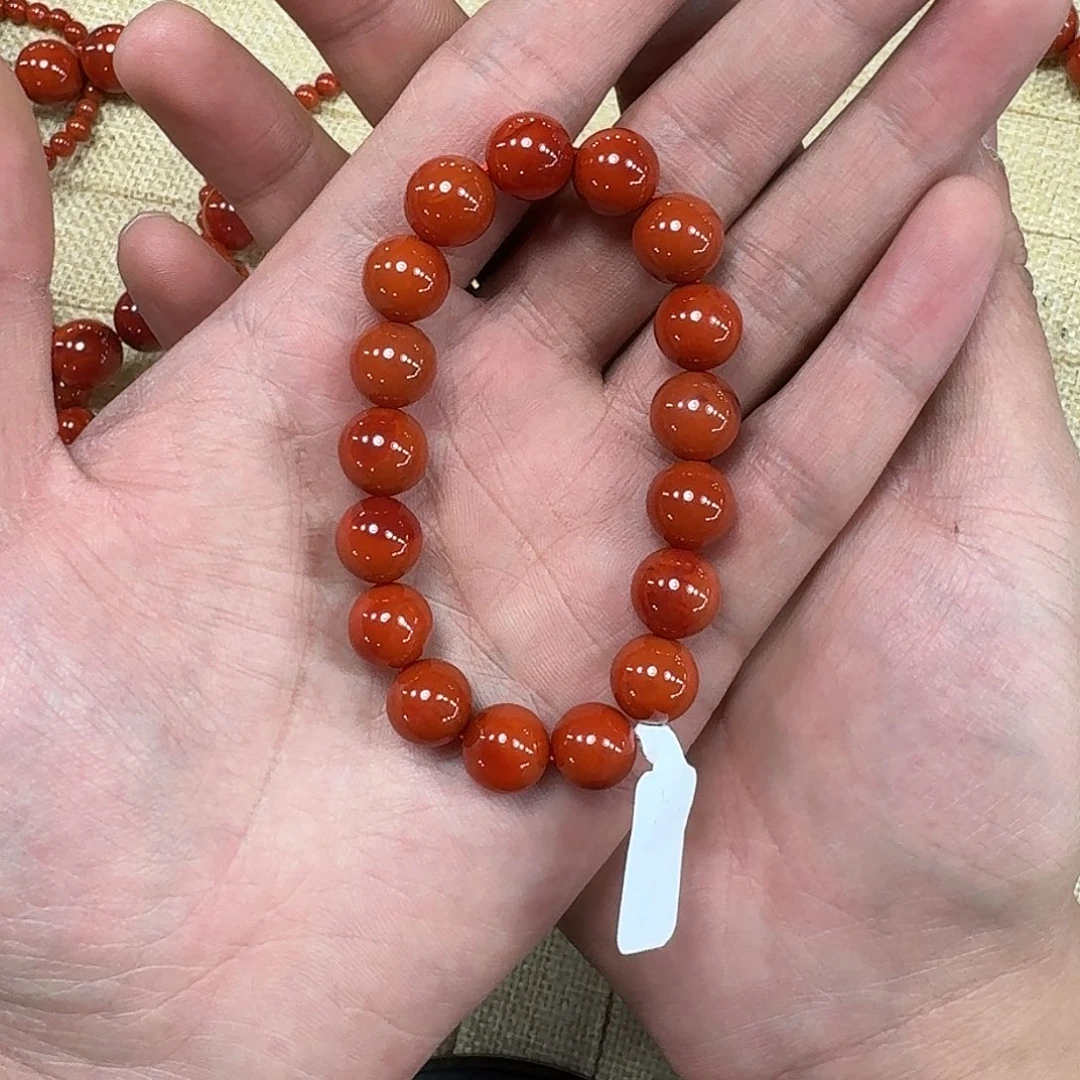 南红玛瑙手链未镶嵌⭐️**原矿南红手串10mm➕瓦西柿子锦