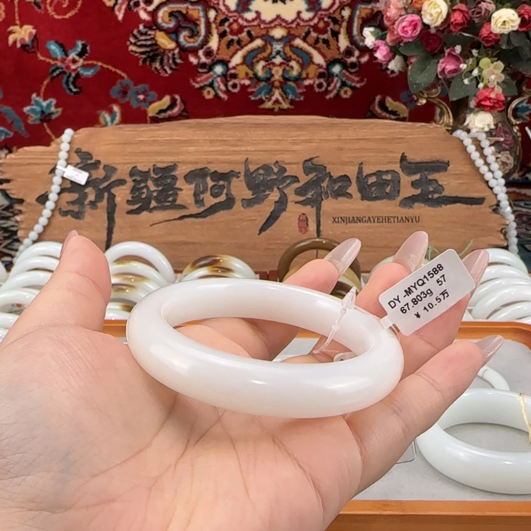 和田玉未镶嵌手镯新疆上等和田玉羊脂白玉手镯老坑料油糯条宽13mm