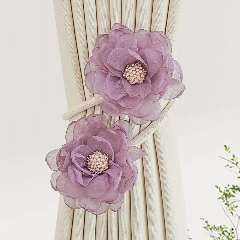 新款花朵窗帘捆绑带高级感客厅白纱窗帘扣收纳绑绳卧室窗帘扎束带