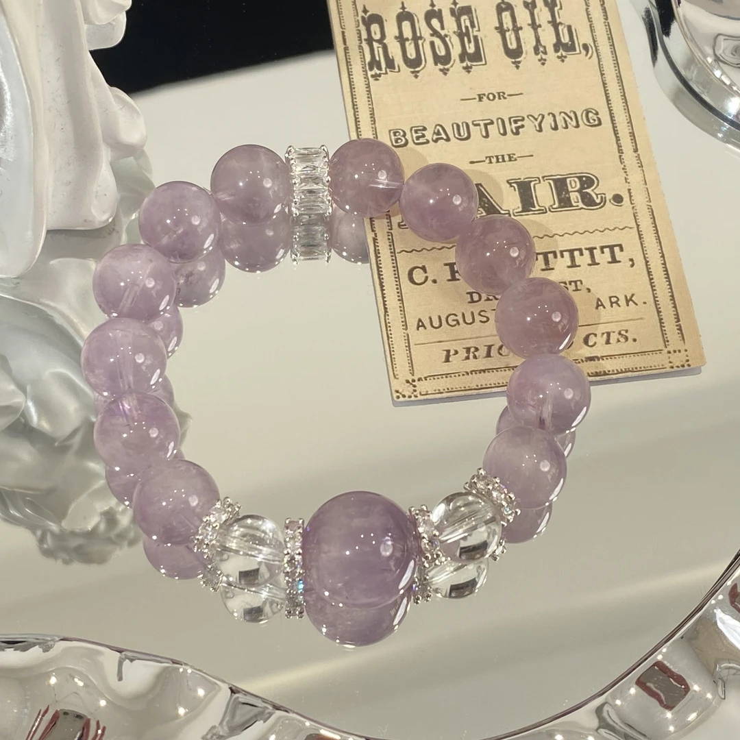 【紫兔毛白水】水晶手串原创小众设计