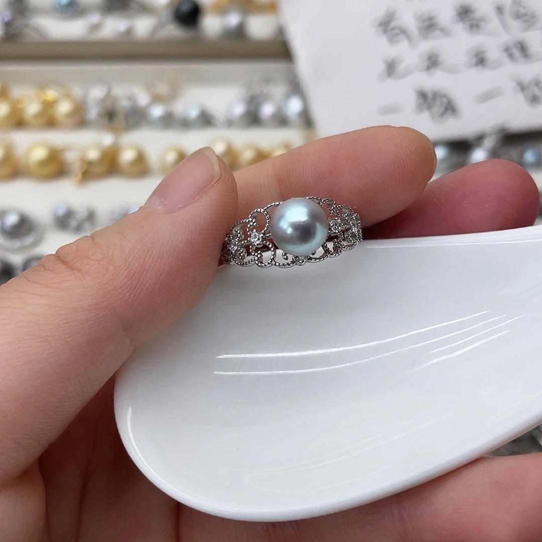 海水珍珠戒指银S925镶嵌
