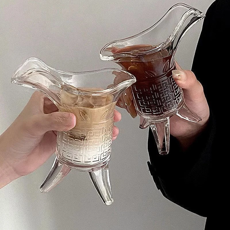 【帝王杯】秦始皇茶杯杯子爵杯古代帝王三足杯酒杯玻璃杯送朋友礼物