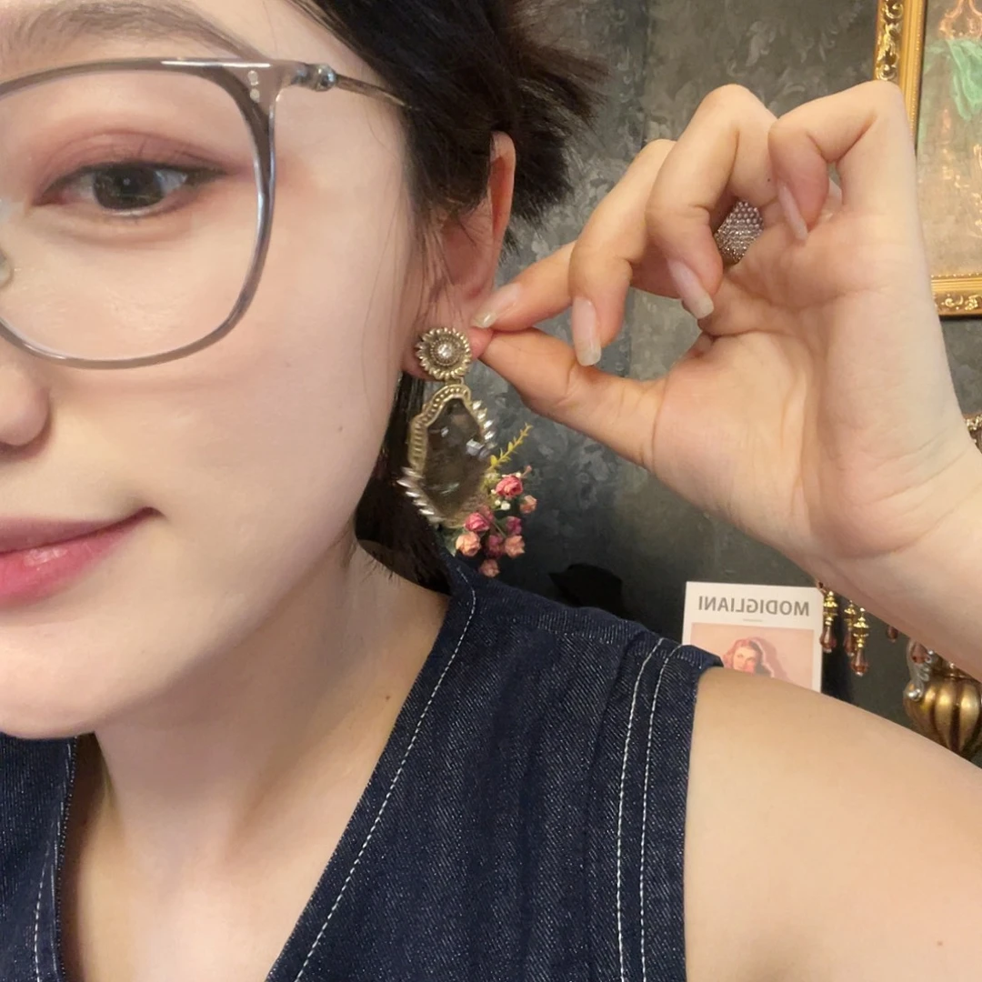 琉璃黄铜925银耳钉
