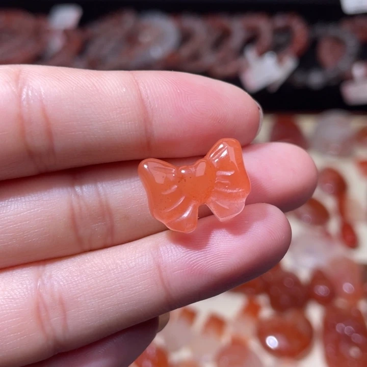 南红玛瑙蝴蝶结配饰打孔备注未镶嵌1607
