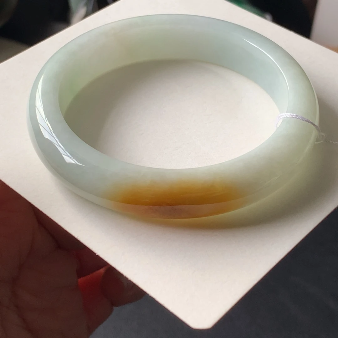 翡翠未镶嵌手镯43号55.8-12.1-8贯穿裂