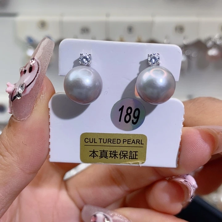 淡水珍珠耳饰银S925镶嵌