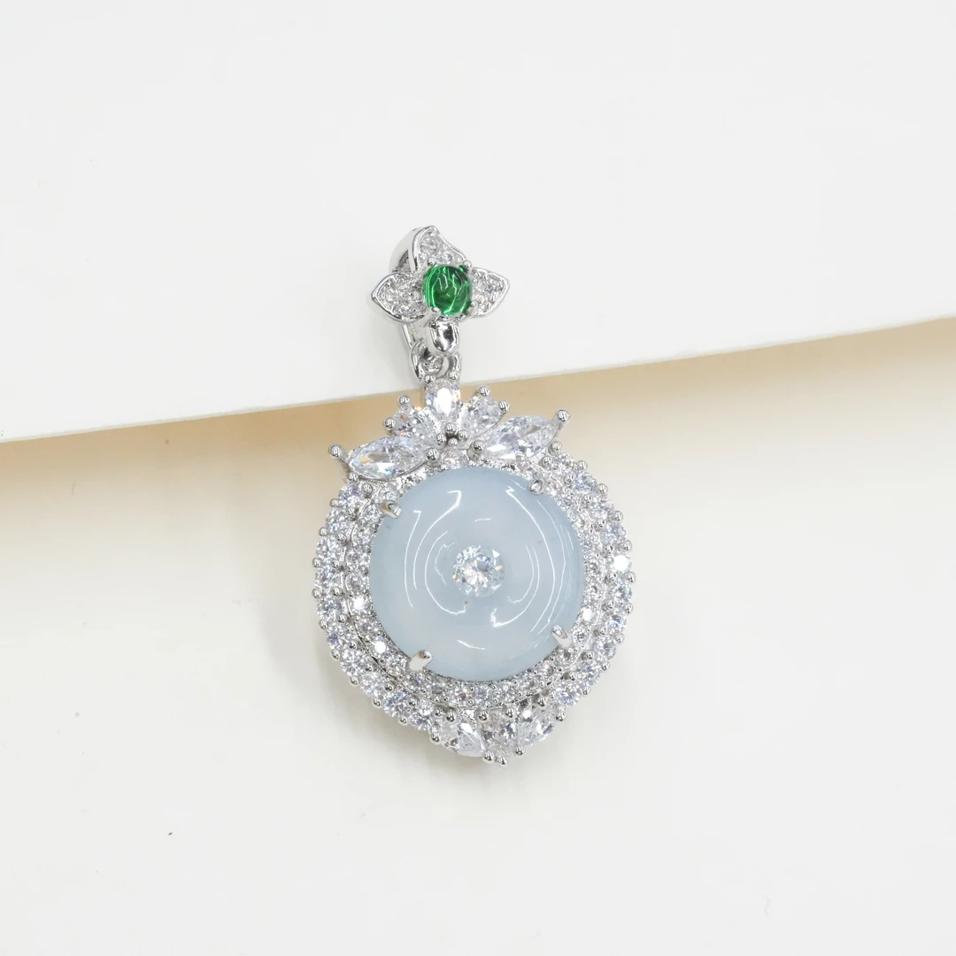 天然A货翡翠平安扣吊坠多样性发气质灵动精致镶嵌精美豪华时尚