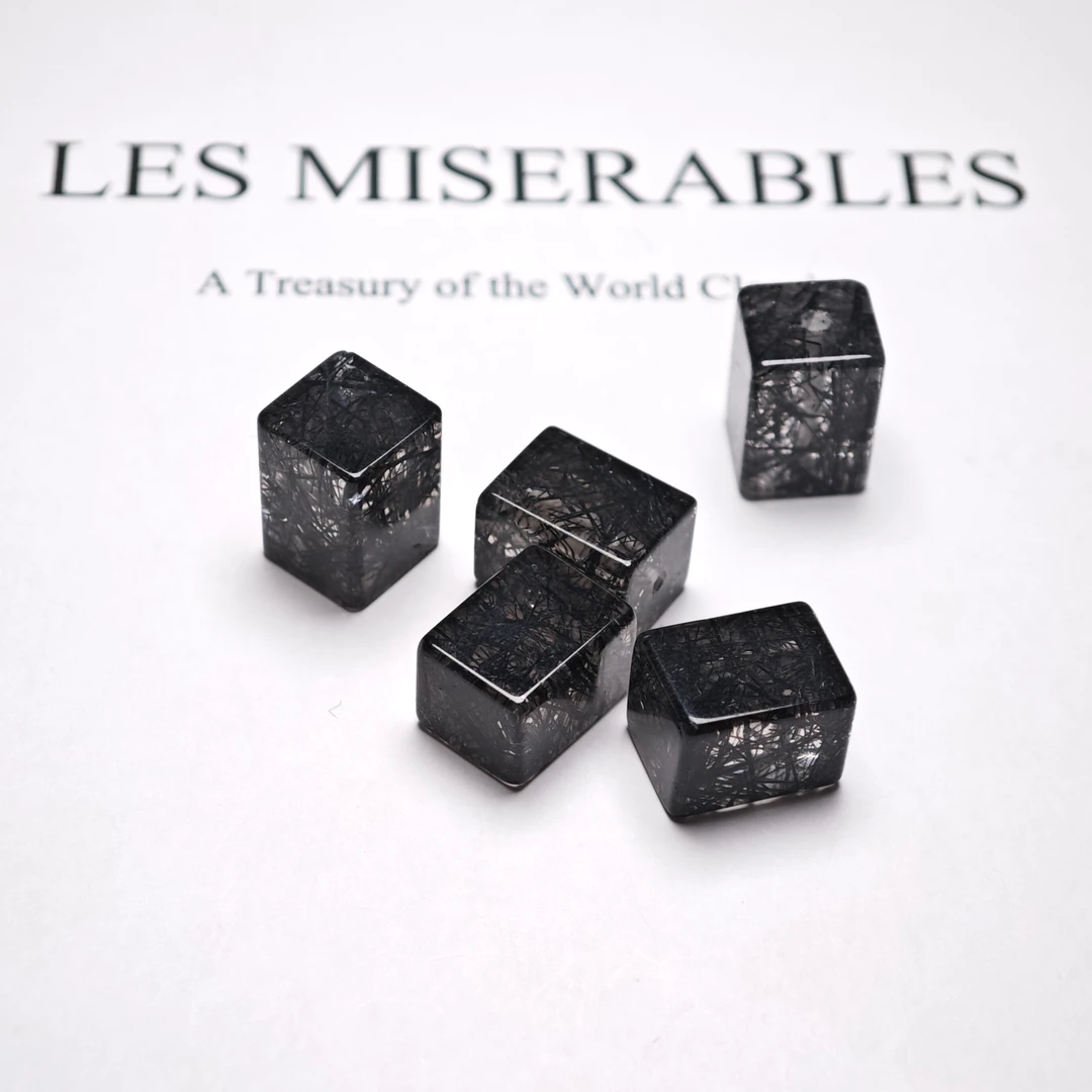 晶匠天然黑发晶方糖单颗14*10mm+多样性发一 编号BB3303