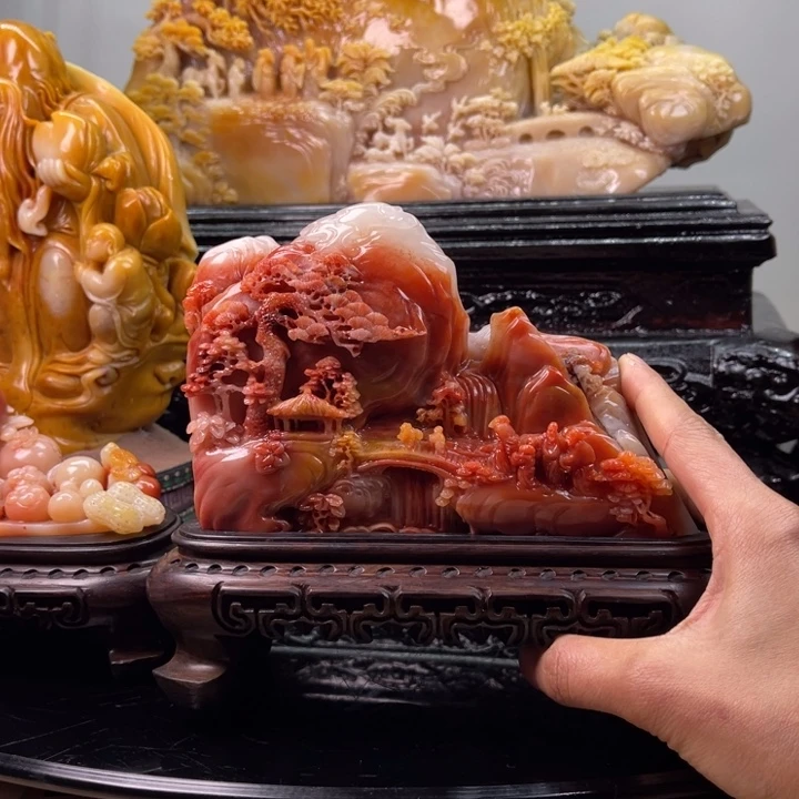 寿山石步步高升摆件