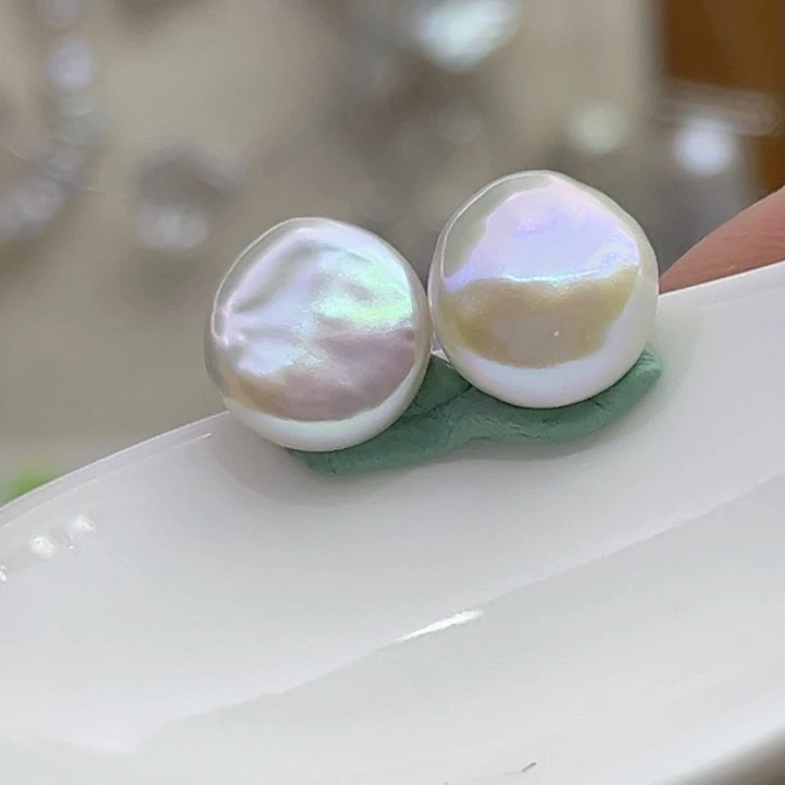 银S925镶嵌耳饰淡水珍珠