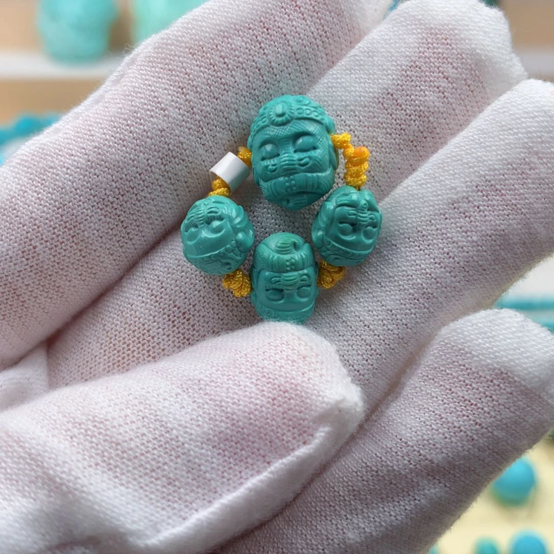未镶嵌绿松石珠宝奇石高瓷绿象神套装3.11g