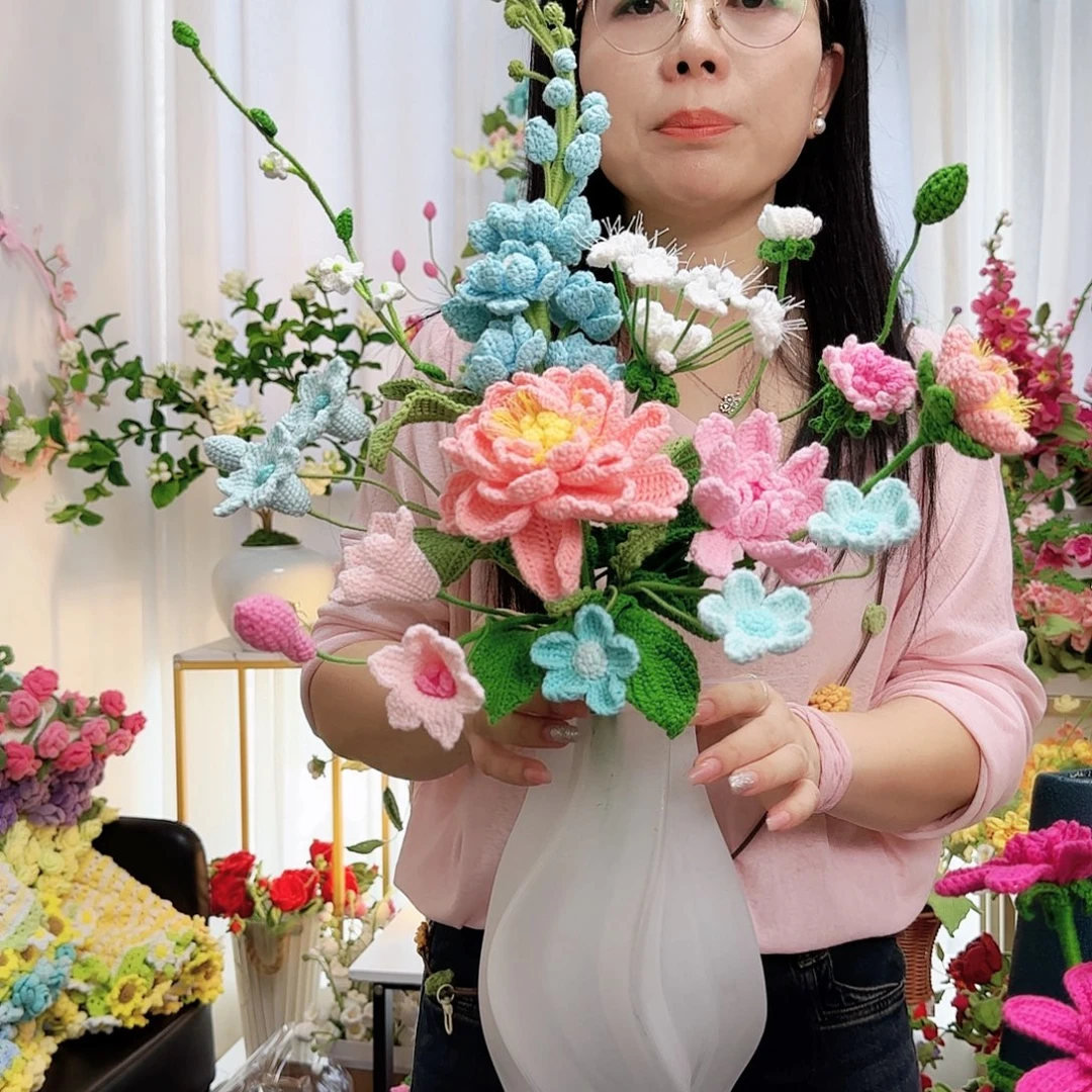 莱赛尔纤维棉手工钩织花束