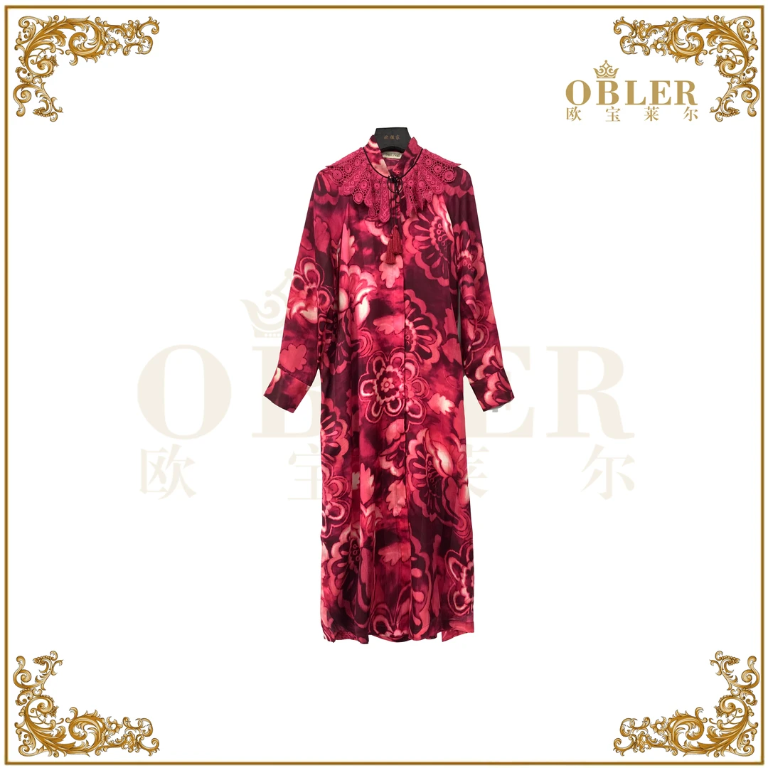 【欧宝莱尔】新款时尚气质轻奢优雅真丝连衣裙58-4606