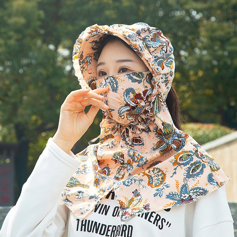 新款防晒夏季透气薄款口罩采茶帽