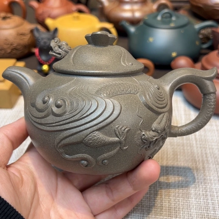 紫砂茶壶云龙，青段，容量350毫升