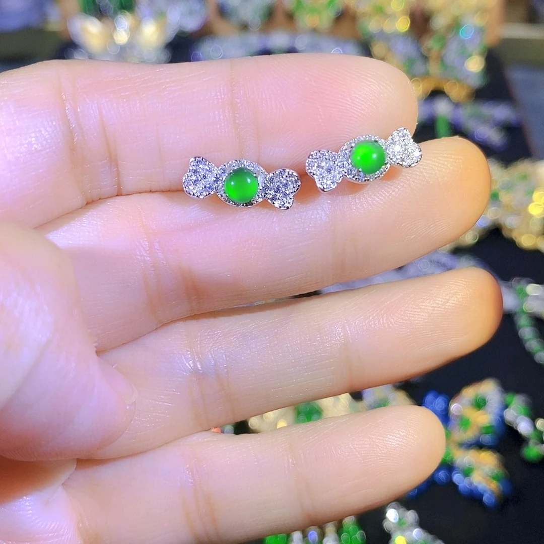 吊坠(不含链)银S925镶嵌翡翠