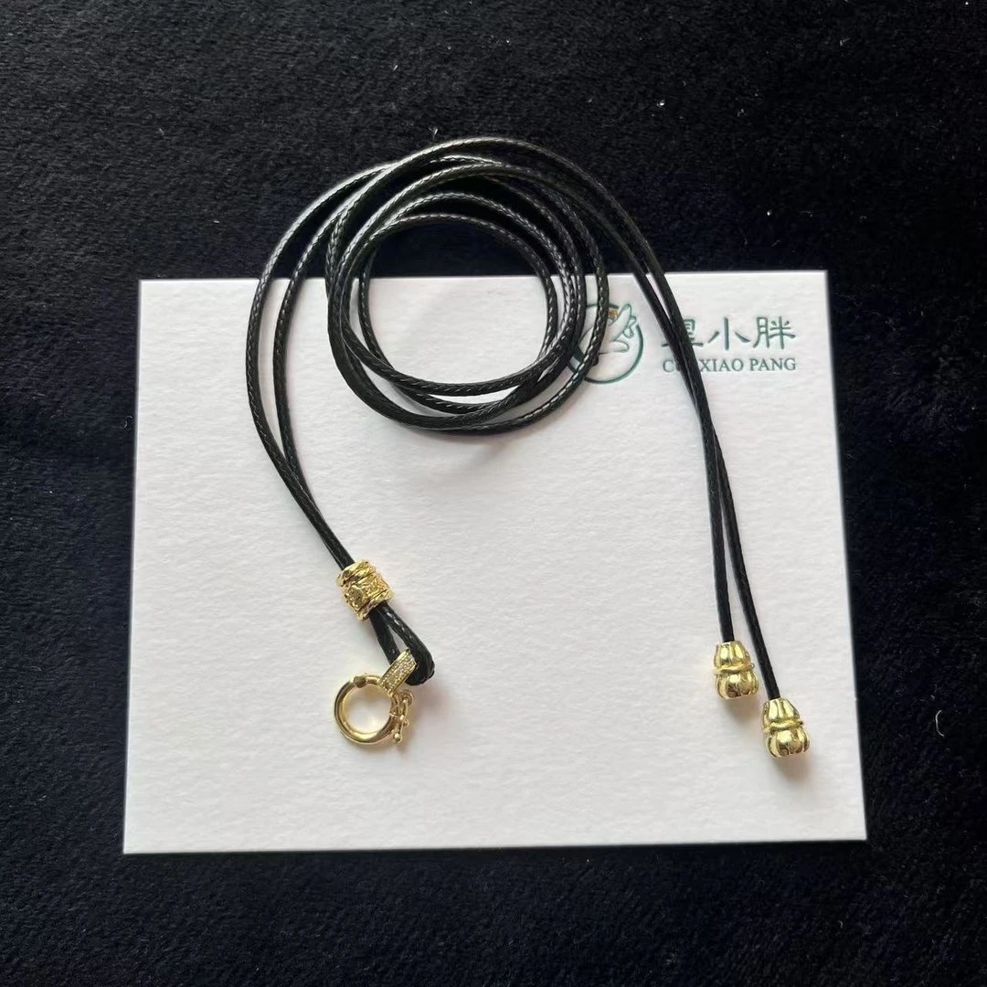 吊坠925银 z吊坠925银 翠小胖珠宝 黑皮绳百搭项链CQTE60