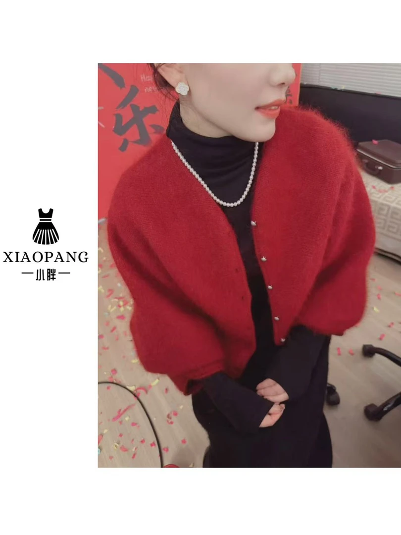 【小胖家】1212新年款红色开衫毛衣
