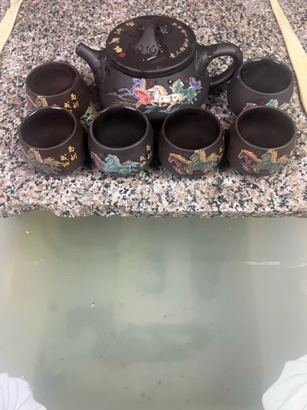 650毫升八骏图一壶六杯变色凤鸣七件套