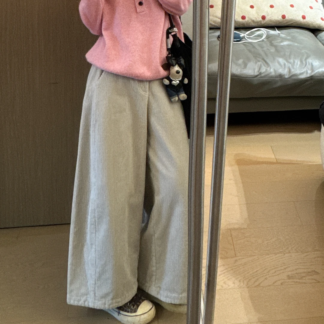 【NO退NO换】欧货姥姥家得灯芯绒拼接后腰弹力休闲裤5550