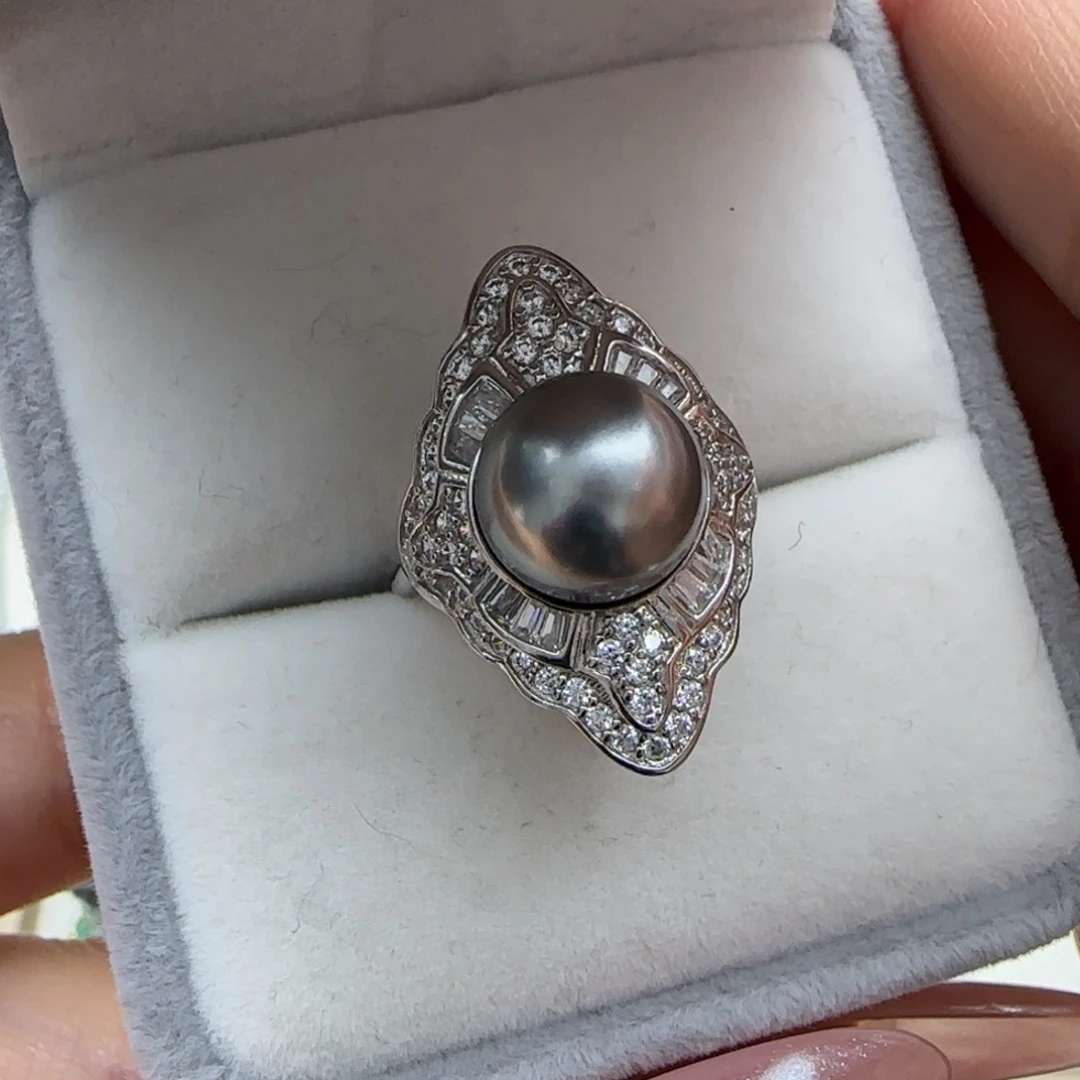 海水珍珠戒圈银S925镶嵌