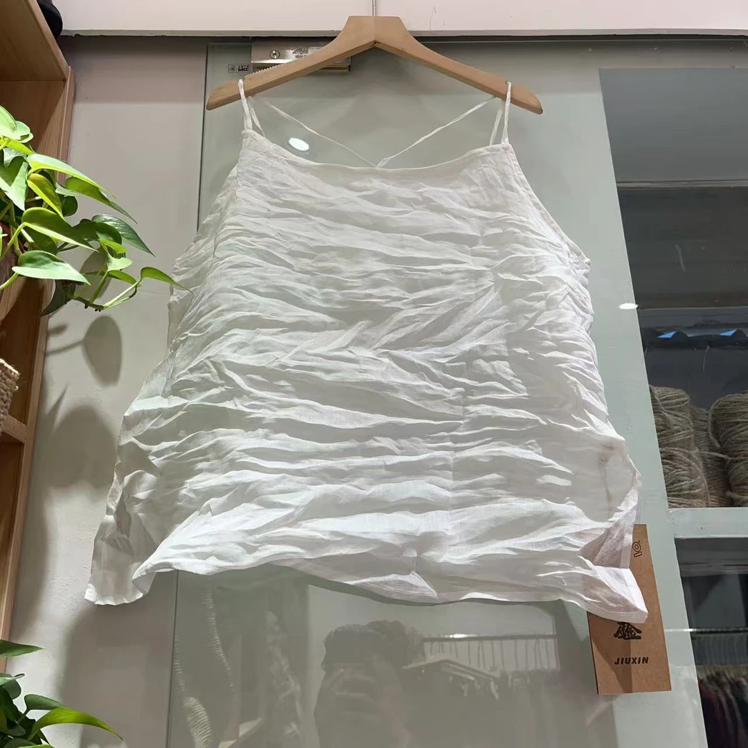 苎麻单层背后交叉带子吊带背心（衣长60）