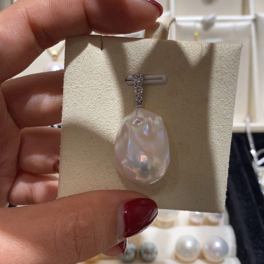 淡水珍珠吊坠(不含链)银S925镶嵌