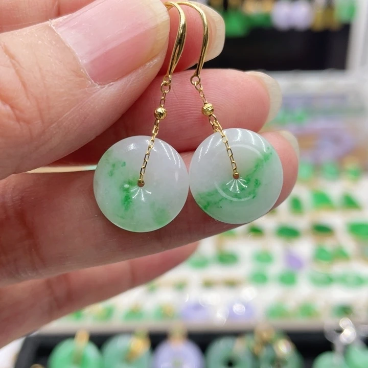 翡翠18K金镶嵌耳饰