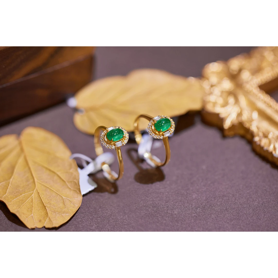 【玉峰珠宝】祖母绿戒指*18K金镶嵌(多样性发一）XB-Q3992