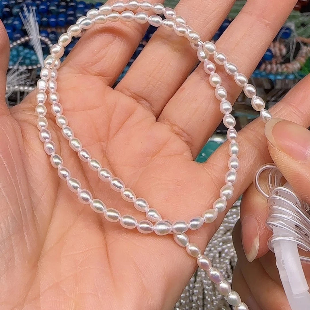 玛瑙/玉髓合金珠宝半成品珍珠2-4mm一条01