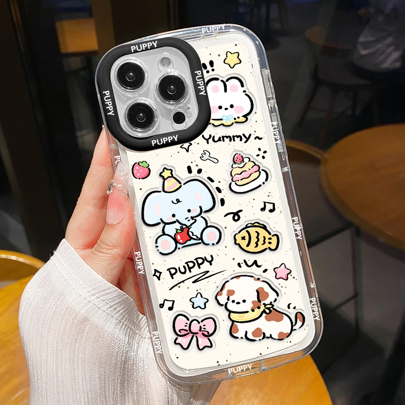 【苹果/华为/荣耀/OPPO/vivo小米】泼墨小象直边奶油包边手机壳