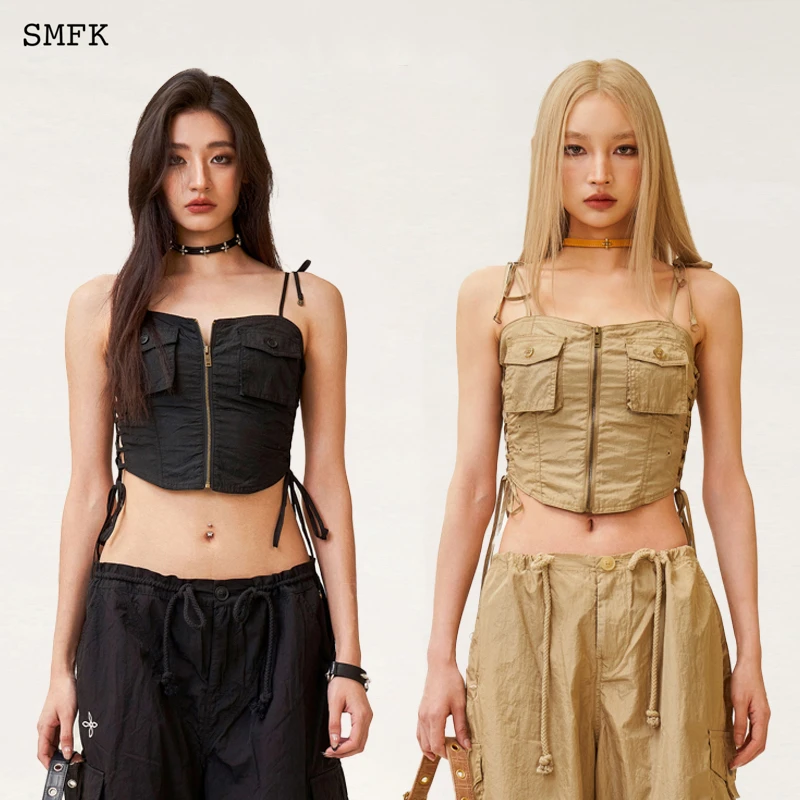 SMFK黑豹伞兵吊带UTK23B1时尚辣妹抹胸修身上衣吊带