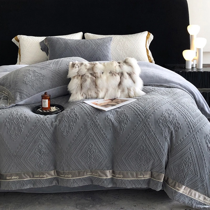 轻奢加厚提花牛奶绒四件套