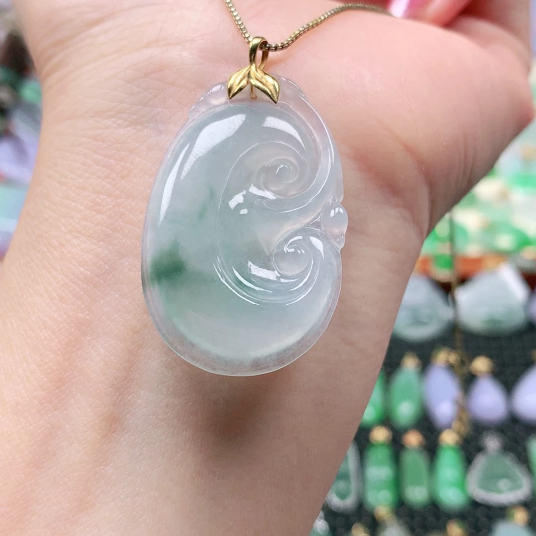 吊坠(不含链)18K金镶嵌翡翠