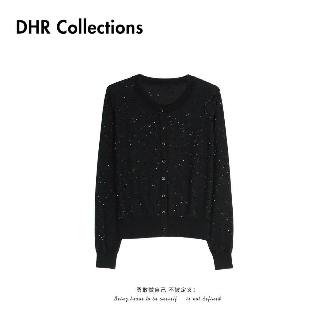 豆豆6【满天星闪闪小亮片】莱赛尔天丝薄款圆领长袖针织衫-DQ20001