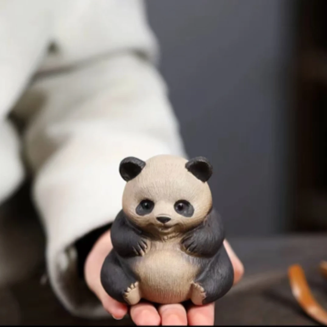 （熊猫）宜兴原矿紫砂茶宠功夫茶具茶玩可养茶道摆件熊猫茶宠