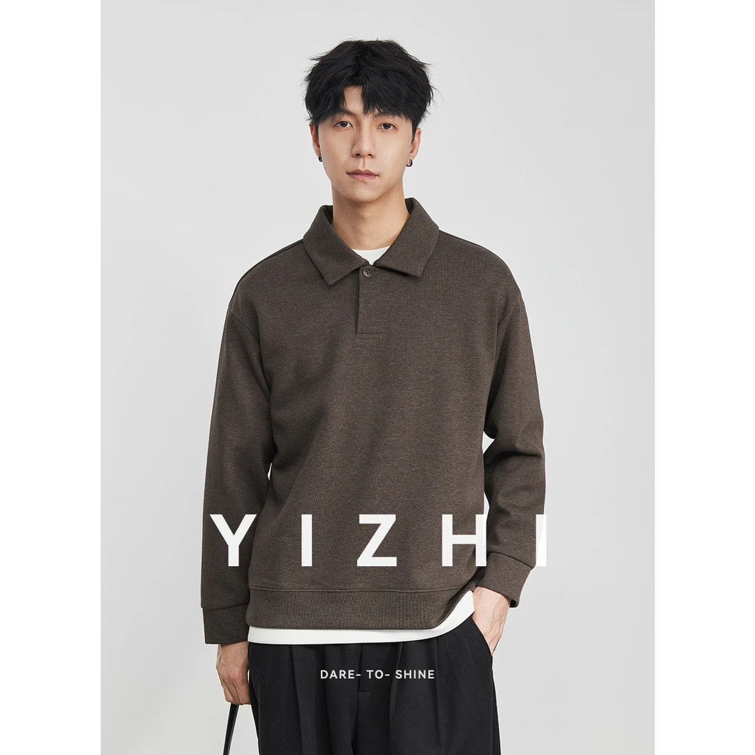 亦止『舒适』加绒翻领卫衣男秋冬季2025新款百搭宽松加厚长袖上衣